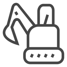 Icon of an excavator with a digging arm.