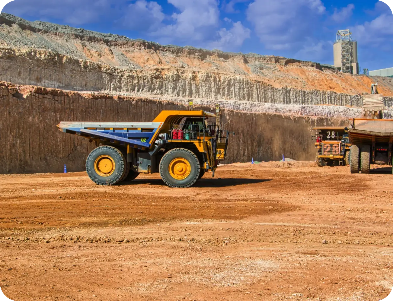 Mining truck on a dusty terrain