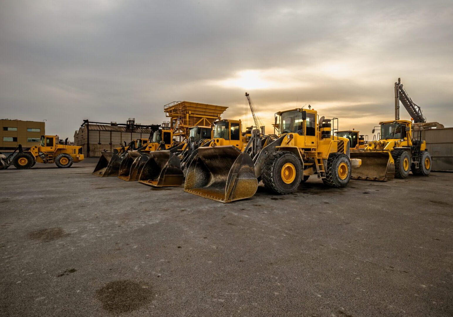 Heavy machinery in a construction yard